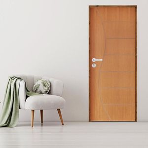 Kit Porta De Madeira 210X82Cm Batente 11Cm Fechadura Stilo Cromada Externa 12 Imbuia