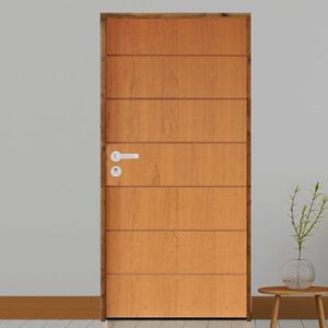Kit Porta De Madeira 210X62Cm Batente 11Cm Fechadura Stilo Cromada 2 Imbuia