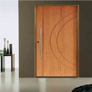 Kit Porta De Madeira Pivotante 210X110Cm Batente 14Cm Fechadura 803 Rolete Externa 10 Imbuia
