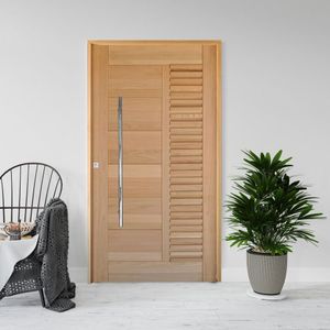 Kit Porta De Madeira Pivotante 210X110Cm Batente 14Cm Fechadura 803 Rolete 3B Porto Velho Tauari
