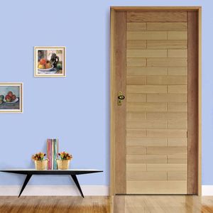 Kit Porta De Madeira 210X92Cm Batente 14Cm Fechadura Taco De Golf Externa Roma Cedro