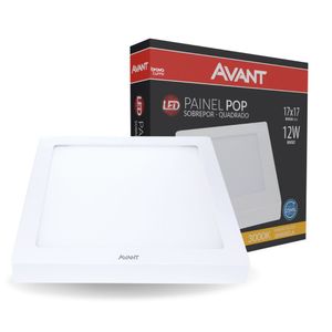Painel De Led Avant Quadrado Sobrepor 12w Bivolt 3000k Luz Quente