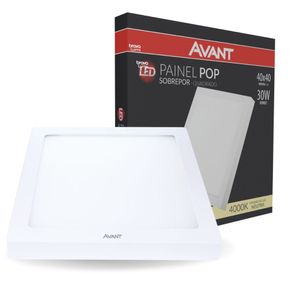 Painel Led Avant Quadrado Sobrepor 30w 40x40 Bivolt 4000k Luz Neutra