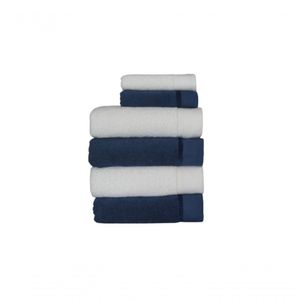 Jogo De Toalha Banhão 6 Peças Eleganz - 4 Banhão E 2 Rosto Azul Noite E Branco