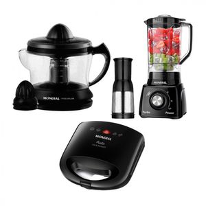 Kit Mondial Com Espremedor + Sanduicheira + Liquidificador 110v Zurich/cinza Bivolt