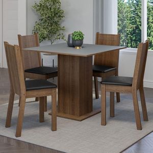 Conjunto Sala De Jantar Mesa Tampo De Madeira 4 Cadeiras Rustic/cinza/preto Samara Madesa Rustic/cinza/sintético Preto