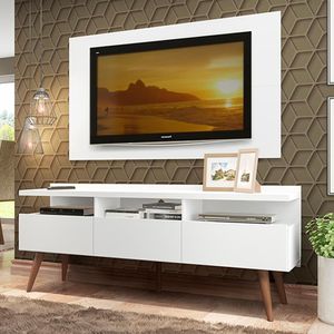 Rack Londres e Painel para TV Branco Sala de Estar Madesa