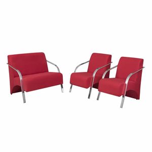 Conjunto Vênus Braços Alumínio D Salla Suede Vermelho