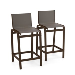 Kit 2 Banquetas Altas Bancada Alumínio Marrom Tela Fendi
