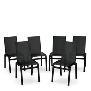 Kit 6 Cadeiras Jantar Gourmet Alumínio Preto Tela Preto