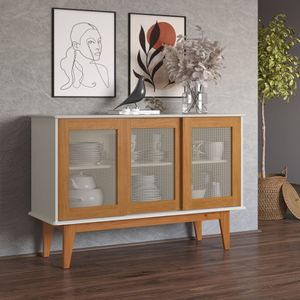 Buffet 3 Portas Detroit Tebarrot Off White/Marrom