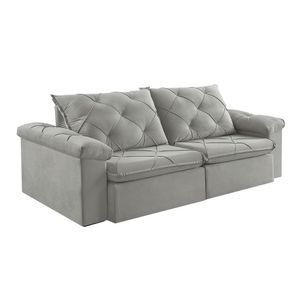 Sofá Retrátil 4 Lugares 302cm Astor 2107 Cinza Prateado