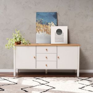 Buffet 2 Portas 3 Gavetas Madeira Maciça Vanilla Amêndoa/branco