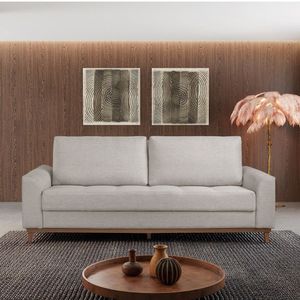 Sofá Cama 3 Lugares 224cm Alegra Linho Bege
