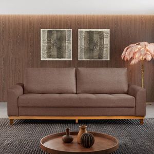 Sofá Cama 3 Lugares 224cm Alegra Linho Marrom