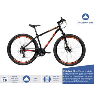 Bicicleta Aro 29 Caloi Vulcan Com Suspensão Dianteira Preto Com Laranja 29