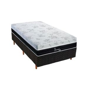 Cama Box Solteiro: Colchão Molas Polar Superlastic Diamond + Base Crc Rústico Black(88X188)