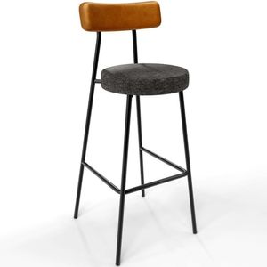 Banqueta Alta Bar Cozinha Sala De Jantar Milão L02 Couríssimo Whisky Linho Chumbo