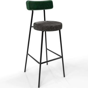Banqueta Alta Bar Cozinha Sala De Jantar Milão L02 Facto Verde Musgo Linho Chumbo