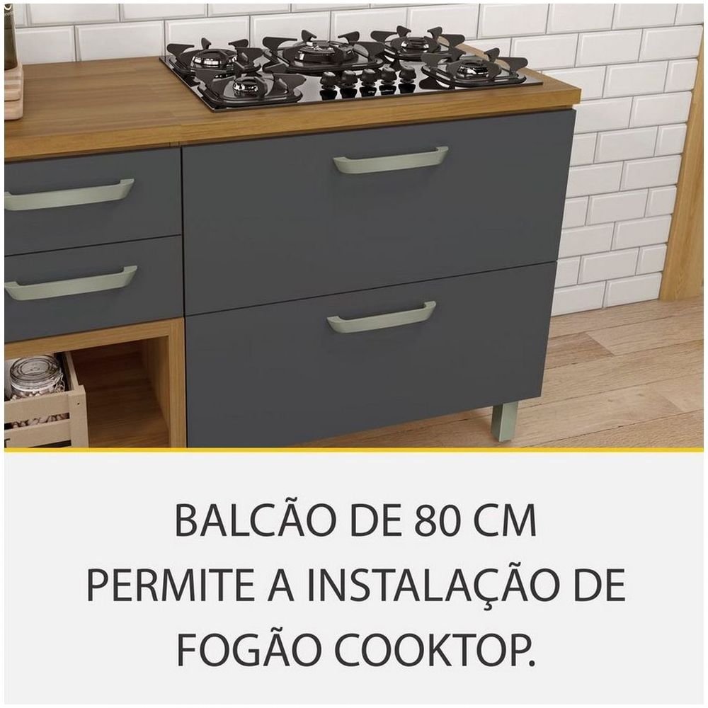 Cozinha 5 Peças Completa 100% MDF Princesa Freijó/Off White Nesher - Nesher