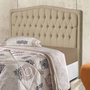 Cabeceira Estofada Cama Box Casal Costa Rica 1,40 Linho Bege Claro Atraente Móveis - Cor: Bege