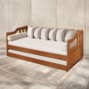 Sofá Cama Atraente Moveis Castanho - Cor: Marrom