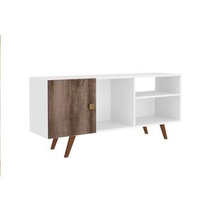 Rack Para Tv Rt3014 Até 47 Polegadas C/ 1 Porta Branco/rustico - Movelbento