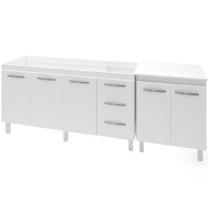 Balcao Pia 160cm E Multiuso 2 Portas 70cm Branco Mobbs Branco