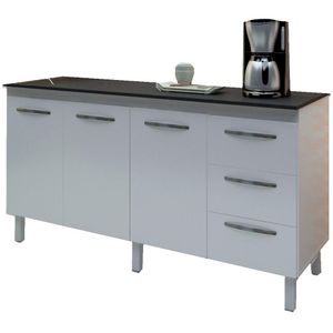 Balcao Com Tampo 150cm 9130x9310 Branco Preto Mobbs Branco Preto