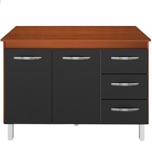 Balcao Com Tampo 120cm 9110x9300 Preto Savana Mobbs Preto Savana