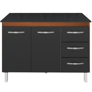 Balcao Com Tampo 120cm 9110x9300 Savana Preto Mobbs Savana Preto
