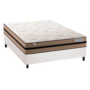 Cama Box Casal: Colchão Molas Masterpocket Ensacadas Plumatex Smart Milano + Base Branco(138X188)