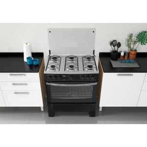 Fogão De Piso 6 Bocas Acendimento Automático Preto Bivolt