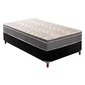 Cama Box Solteiro: Colchão Espuma D45 Paropas /Ep Anatômico Confort Mega Firme + Base Black(88X188)