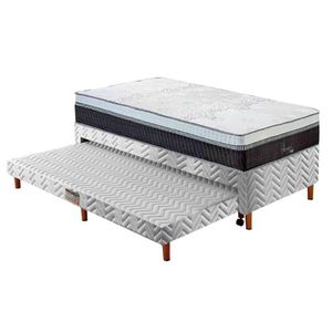 Cama Box C/Auxiliar Solteiro: Colchão Polar Masterpocket Serenatta 30 + Base Rústico Branco(88X188)