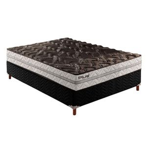 Cama Box Casal: Colchão Espuma D33 Paropas Pasquale Plus + Base Crc Suede Black(138X188)