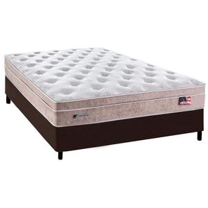Cama Box Casal: Colchão Molas Masterpocket Ensacadas Plumatex Miami + Base Marrom(138X188)