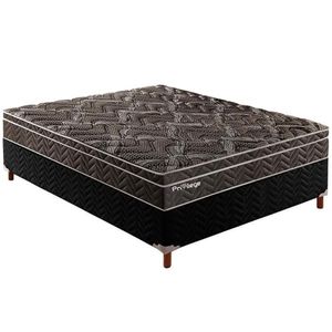 Cama Box Casal: Colchão Molas Paropas Masterpocket Ensacadas Previlege + Base Rústico Black(138X188)