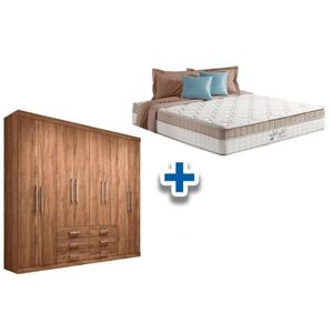 Cama Box Casal + Colchão King Best + Guarda Roupa Master 8.6 Atacama