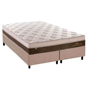Cama Box Queen: Colchão Molas Masterpocket Ensacadas Plumatex Personalle + Base Bege(158X198)