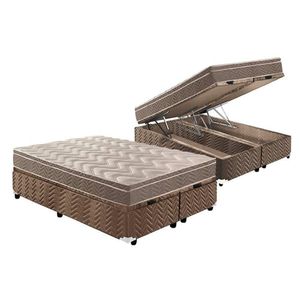 Cama Box Baú Queen: Colchão Espuma Paropas D33 / Ep Confort Ultra Firme + Base Clean(158X198)
