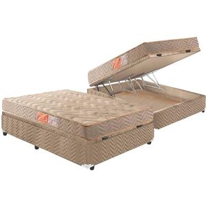 Cama Box Baú Casal: Colchão Espuma D33 Paropas Pasquale + Base Crc Suede Clean(138X188)