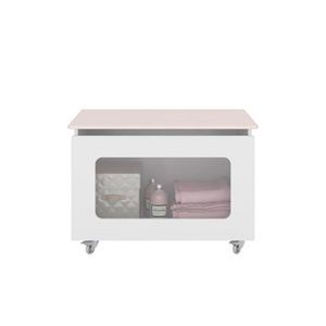 Bau Organizador Em Mdf Stile Com Rodizio Acabamento Uv Rosa