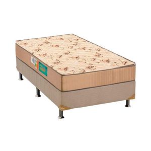 Cama Box Solteiro: Colchão Espuma D33 Polar Pérola + Base Crc Rústico Clean(88X188)