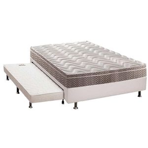 Cama Box C/Auxiliar Casal: Colchão Espuma Paropas D33 Confort Ultra Firme + Base White(138X188)