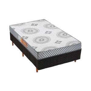 Cama Box Solteiro: Colchão Espuma Polar D28 Pérola + Base Crc Rústico Black(88X188)