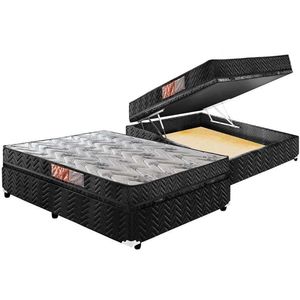 Cama Box Baú Casal: Colchão Espuma Paropas D45 Pasquale + Base Crc Suede Black(138X188)