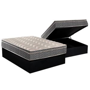 Cama Box Baú Casal: Colchão Espuma Paropas D45 / Ep Confort Mega Firme + Base Black(138X188)