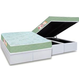 Cama Box Baú Queen: Colchão Espuma Castor D33 Sleep Max Duplo + Base Crc Courano White(158X198)