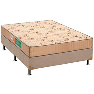 Cama Box Casal: Colchão Espuma Polar D33 Pérola + Base Crc Suede Clean(138X188)